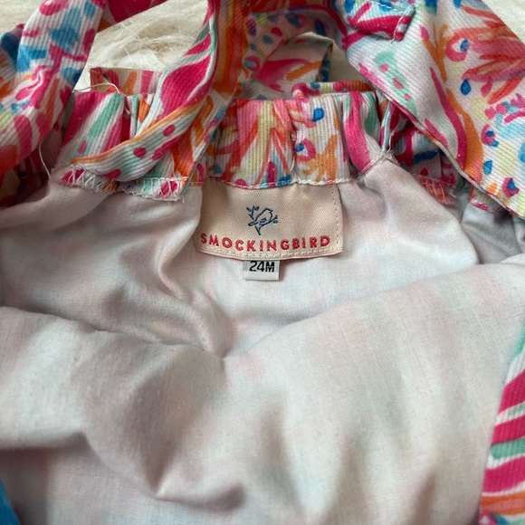 Lily pattern summer ruffle smocked bubble romper - Picture 3 of 3